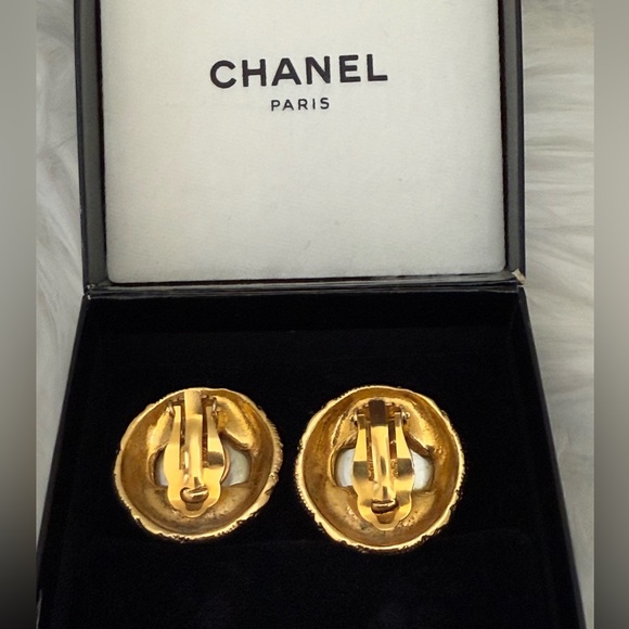 CHANEL Pearl Gold Tone Earrings - Picture 6 of 9